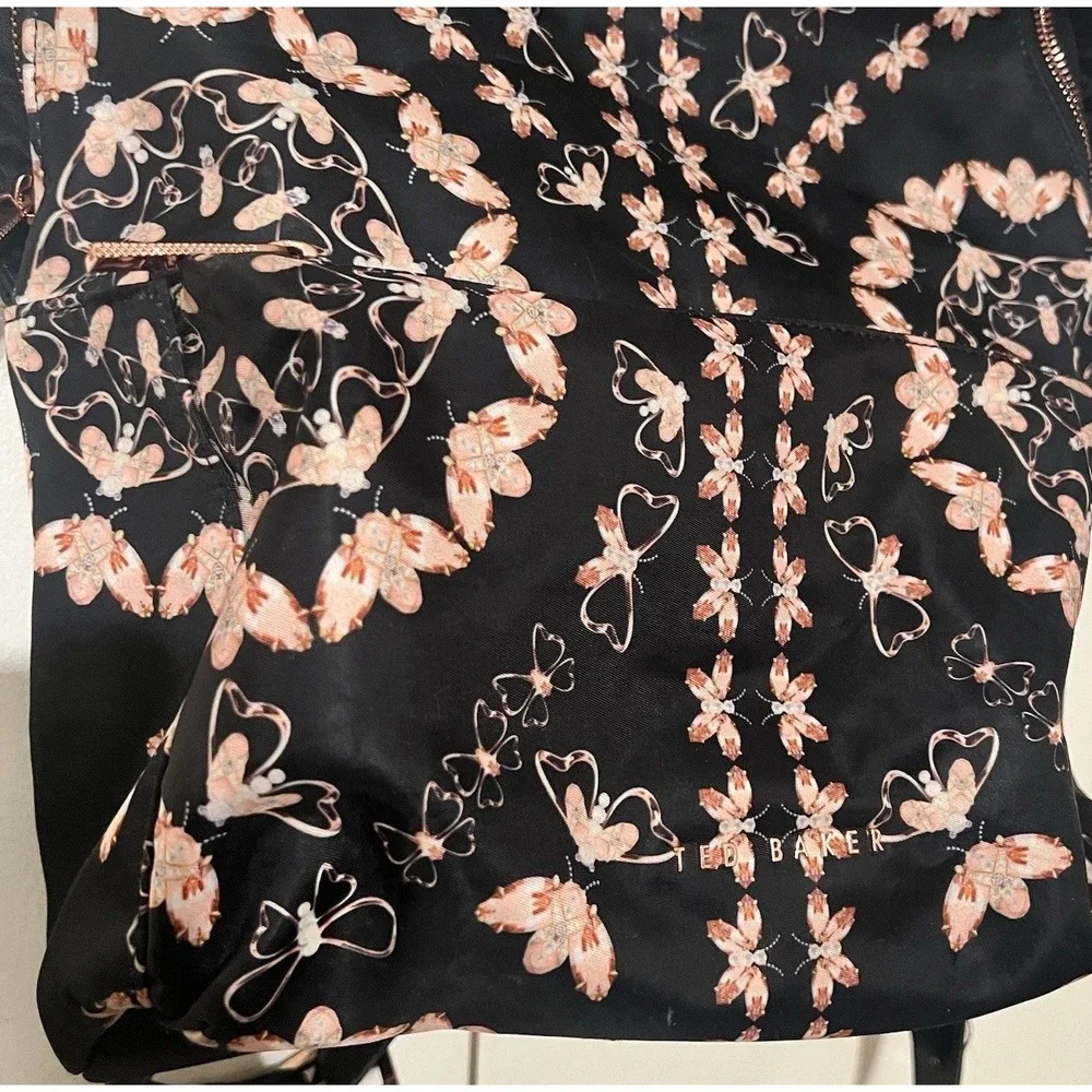 Ted Baker Black Backpack with Peach Floral Print